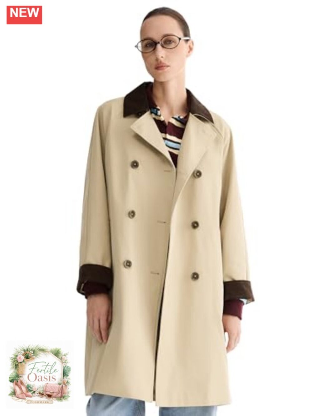 Water-Resistant Longline Barn Jacket with Corduroy Collar, Oversized Fit